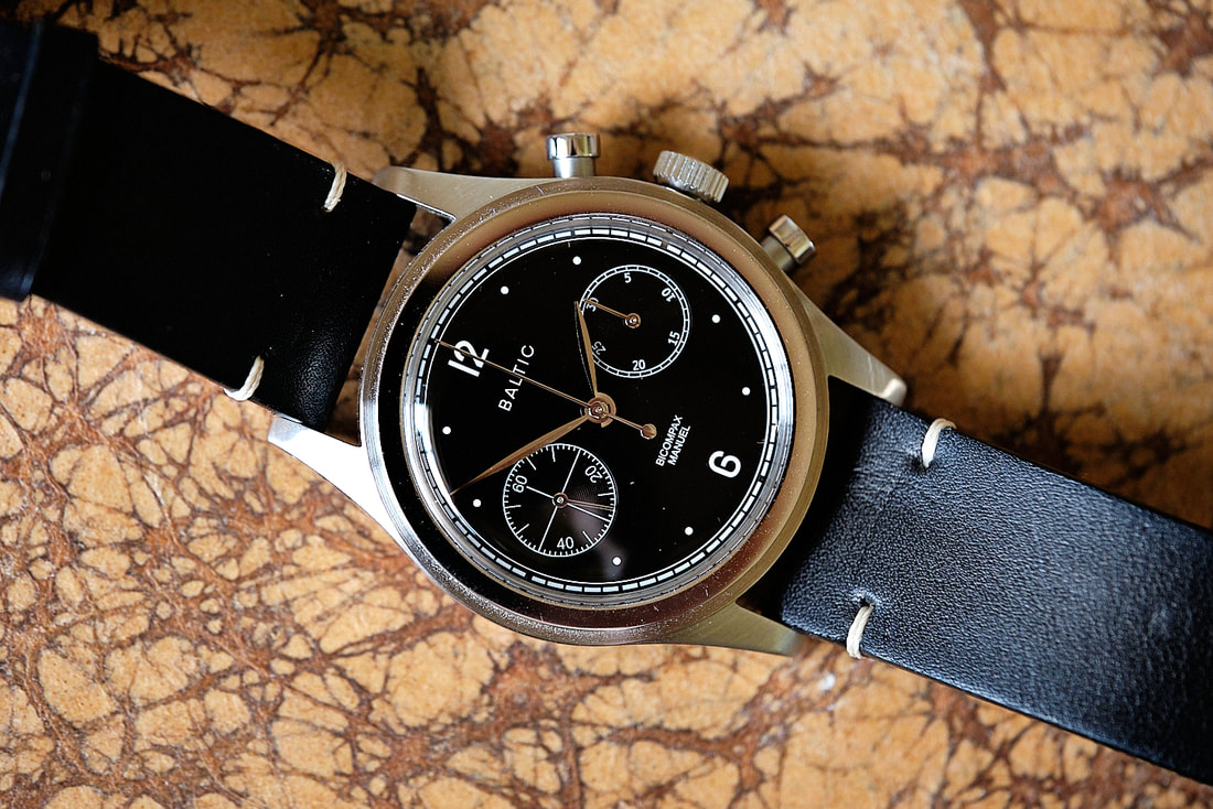 Macro photo of Baltic Bicompax 001 wrist watch