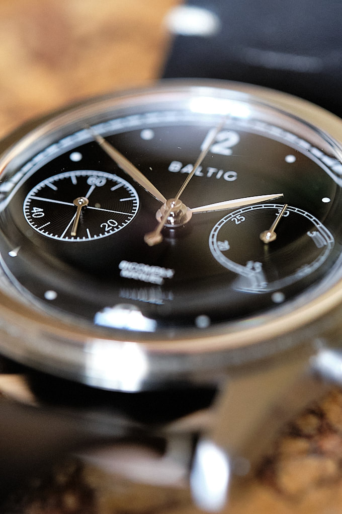 Macro photo of Baltic Bicompax 001 wrist watch